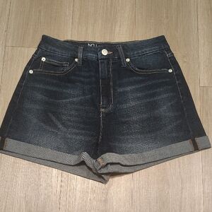 No Boundaries Dark Wash Rolled Hem Denim Shorts